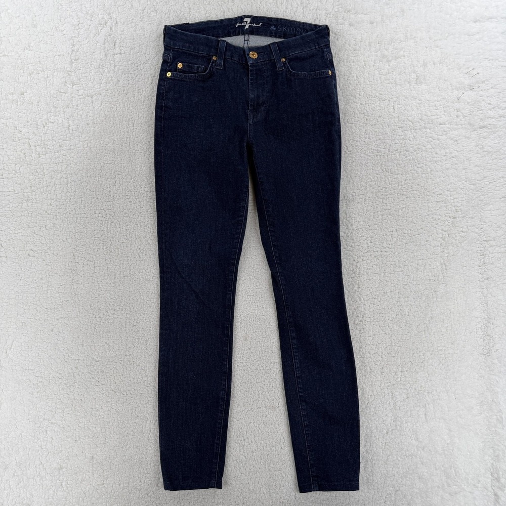 7 For All Mankind The‎ Skinny Jeans Womens 27 Blue Low Rise 27x28 Made USA